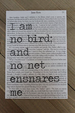 Load image into Gallery viewer, Jane Eyre "I Am No Bird" Book Page Art Print