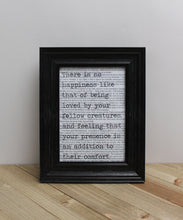 Load image into Gallery viewer, Jane Eyre "There Is No Happiness Like That Of Being Loved" Book Page Print