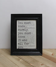 Load image into Gallery viewer, Pride and Prejudice "You Must Know" Book Page Art Print