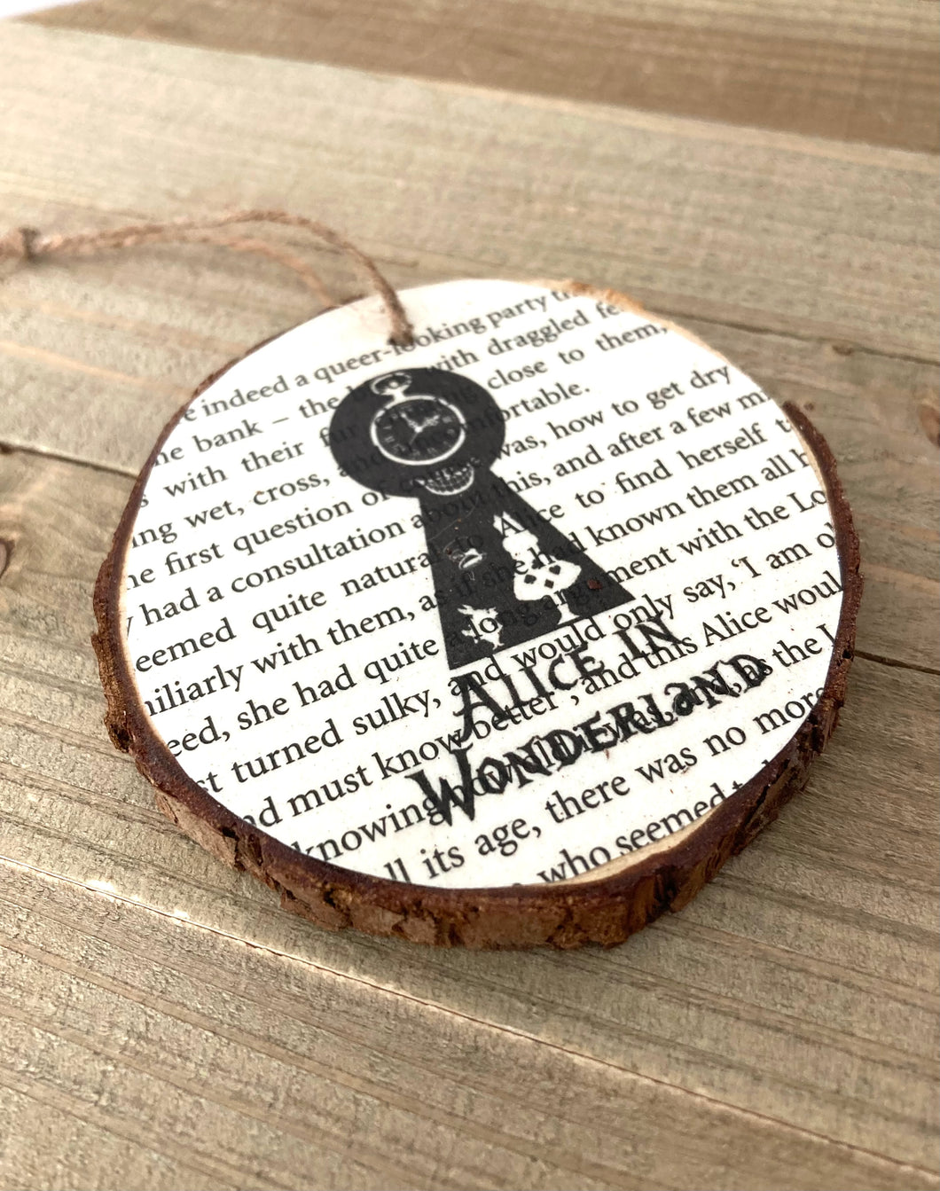 Alice Wonderland/Looking Glass Wood Slice Ornament