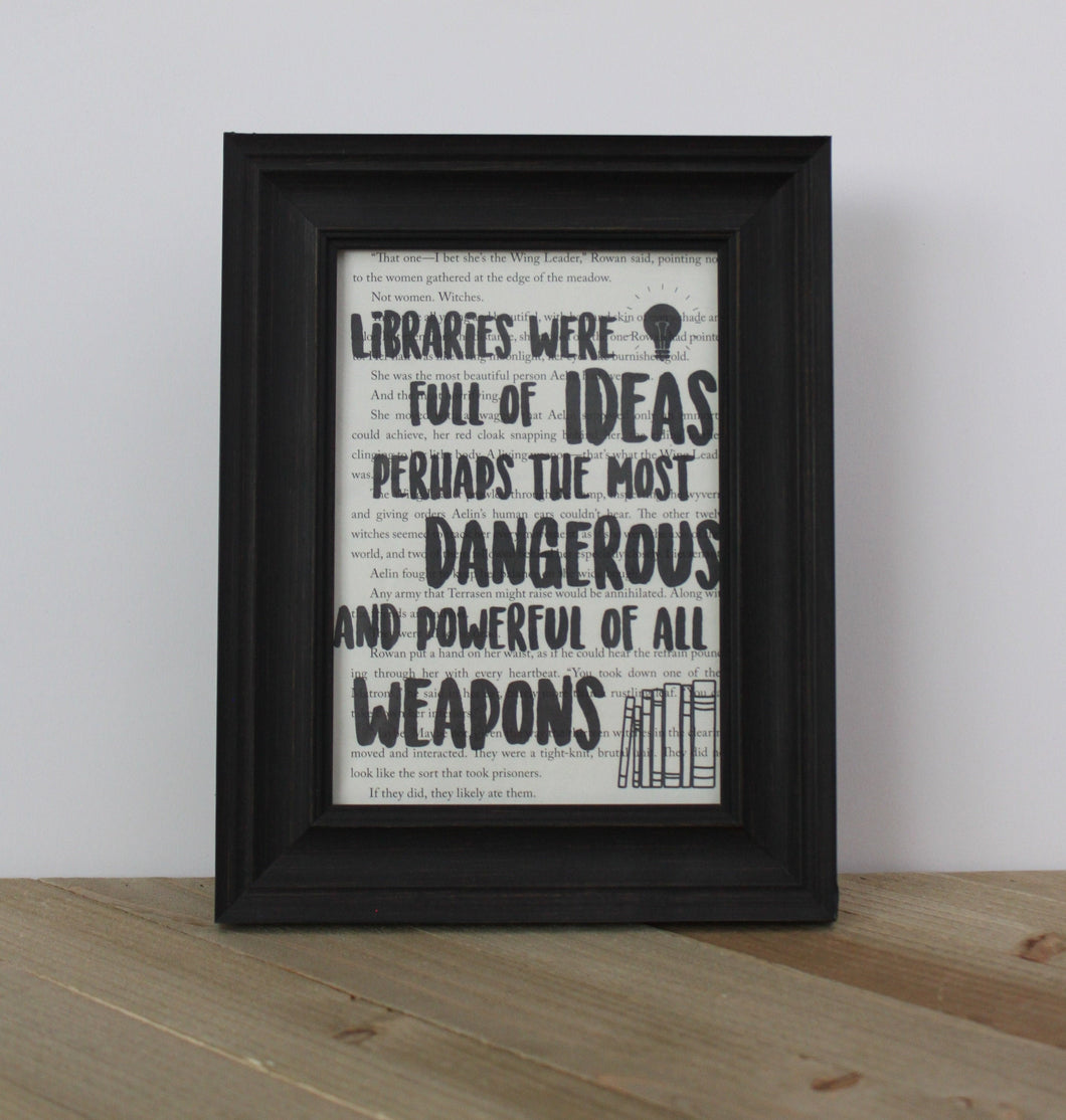 Libraries Are Full Of Ideas Book Page Art Print