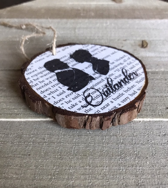 Wood Slice Ornaments: Jamie and Clare Silhouettes