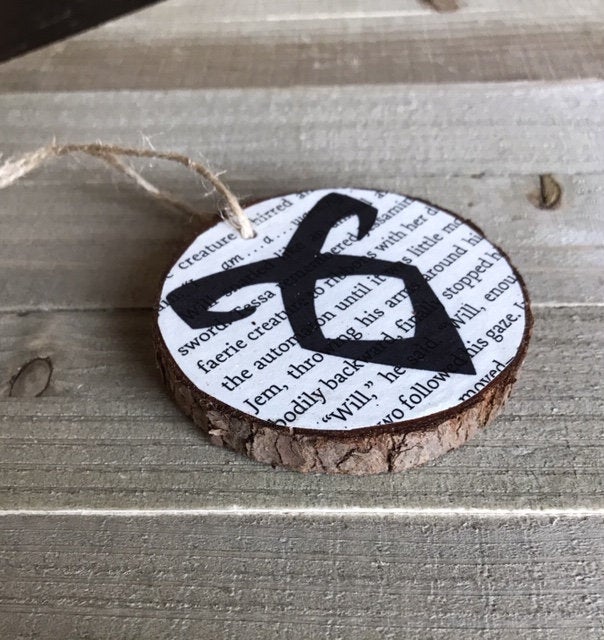 Shadow World Angelic Rune Wood Slice Ornaments