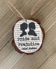 Load image into Gallery viewer, Pride and Prejudice Wood Slice Ornament
