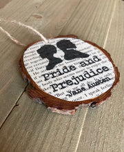 Load image into Gallery viewer, Pride and Prejudice Wood Slice Ornament
