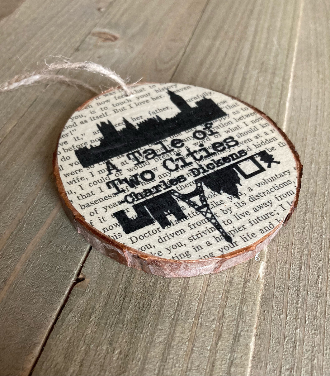 A Tale of Two Cities Wood Slice Ornament